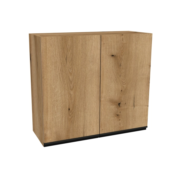 Zestaw mebli kuchennych Dąb Evoke frezowane uchwyty z blatem czarnym, SIMPLY 170 cm